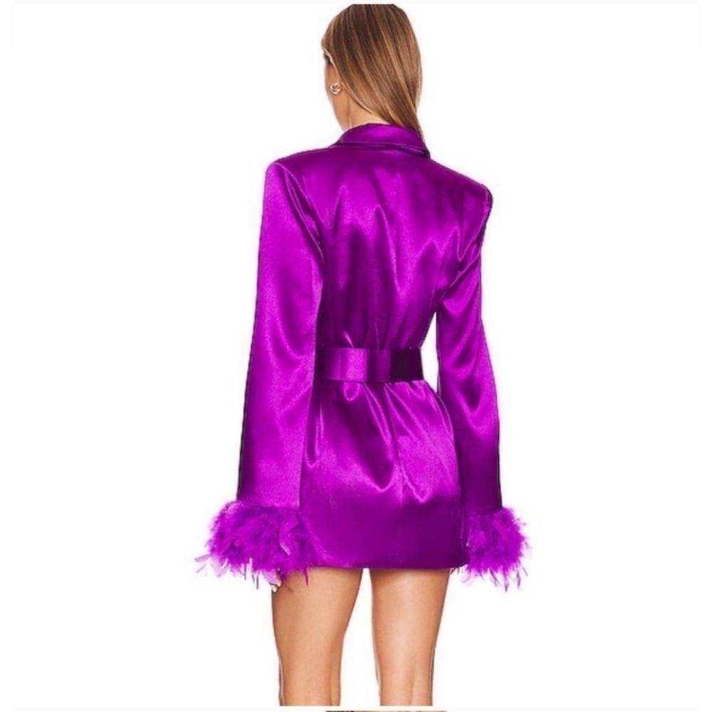 Bronx and Banco Odessa purple blazer Ostrich feather dress Size medium/US 6 - Picture 7 of 14